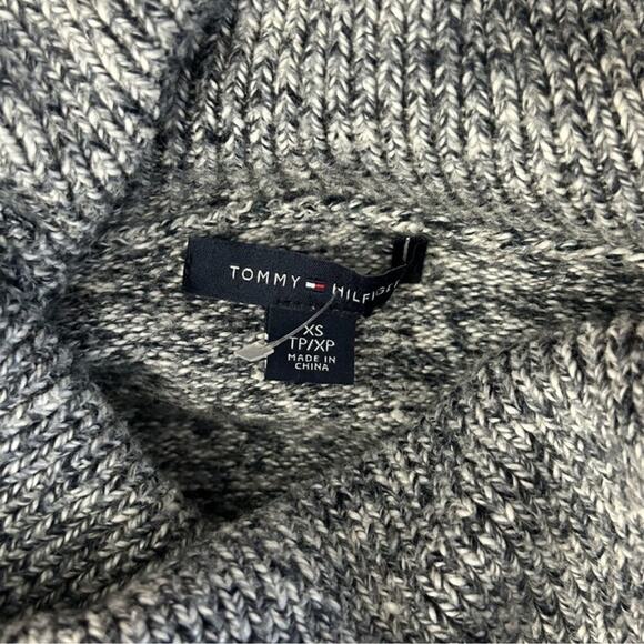 Tommy Hilfiger Cowl Neck Grey Marble Metallic Stripe Split Side Sweater Size XS - Picture 10 of 14